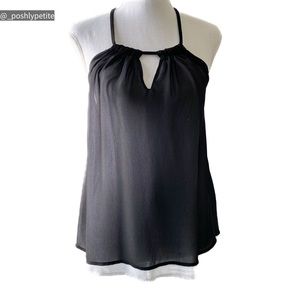 Bebe XS halter top flowy double lined keyholen tank  top
